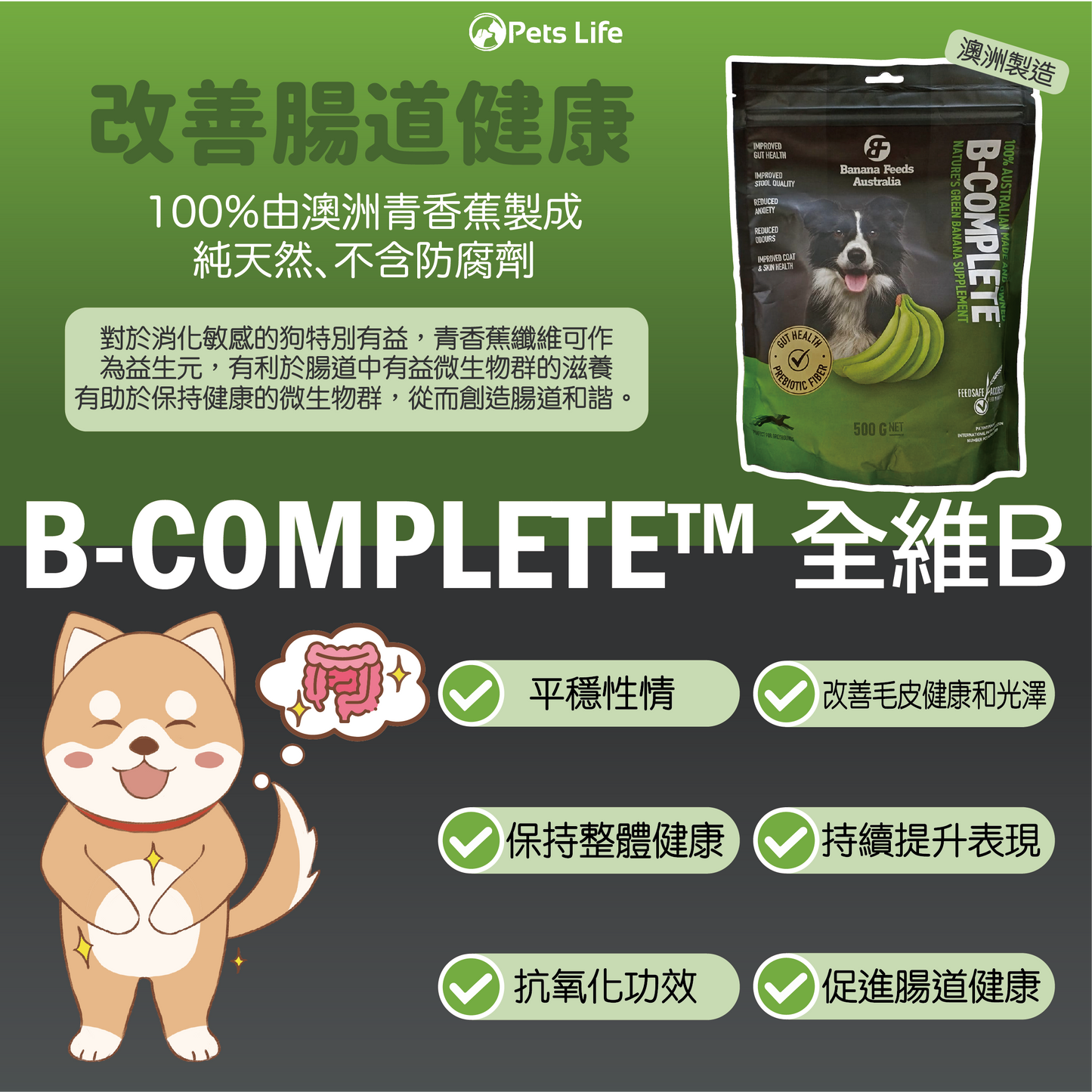 B-COMPLETE™ Natures Green Banana Supplement 全維B 天然腸道健康補充劑 500gm